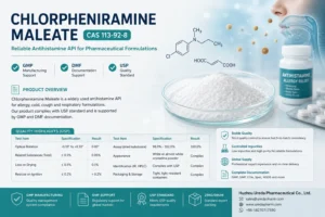 Chlorpheniramine Maleate API CAS 113-92-8 with GMP and DMF support for antihistamine formulations